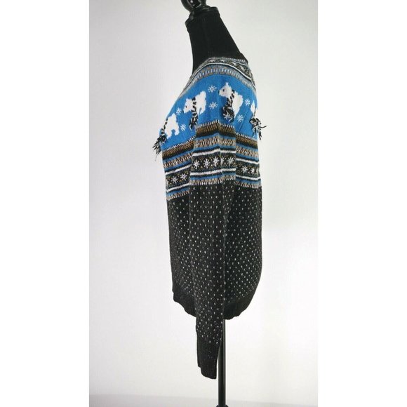 Holiday Time Black and Blue Crew Neck Sweater - Picture 5 of 8